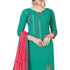 Generischer Salwar Kameez-Anzug aus Slub-Baumwolle für Damen, ungesäumt, mit Dupatta (Türkis, 2 m)