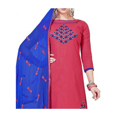 Generischer Salwar Kameez aus ungesäumter Slub-Baumwolle für Damen mit Dupatta (Pink, 2 m)