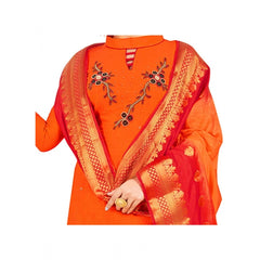 Generischer Salwar Kameez aus ungesäumter Baumwolle mit Dupatta für Damen (Orange, 2 m)