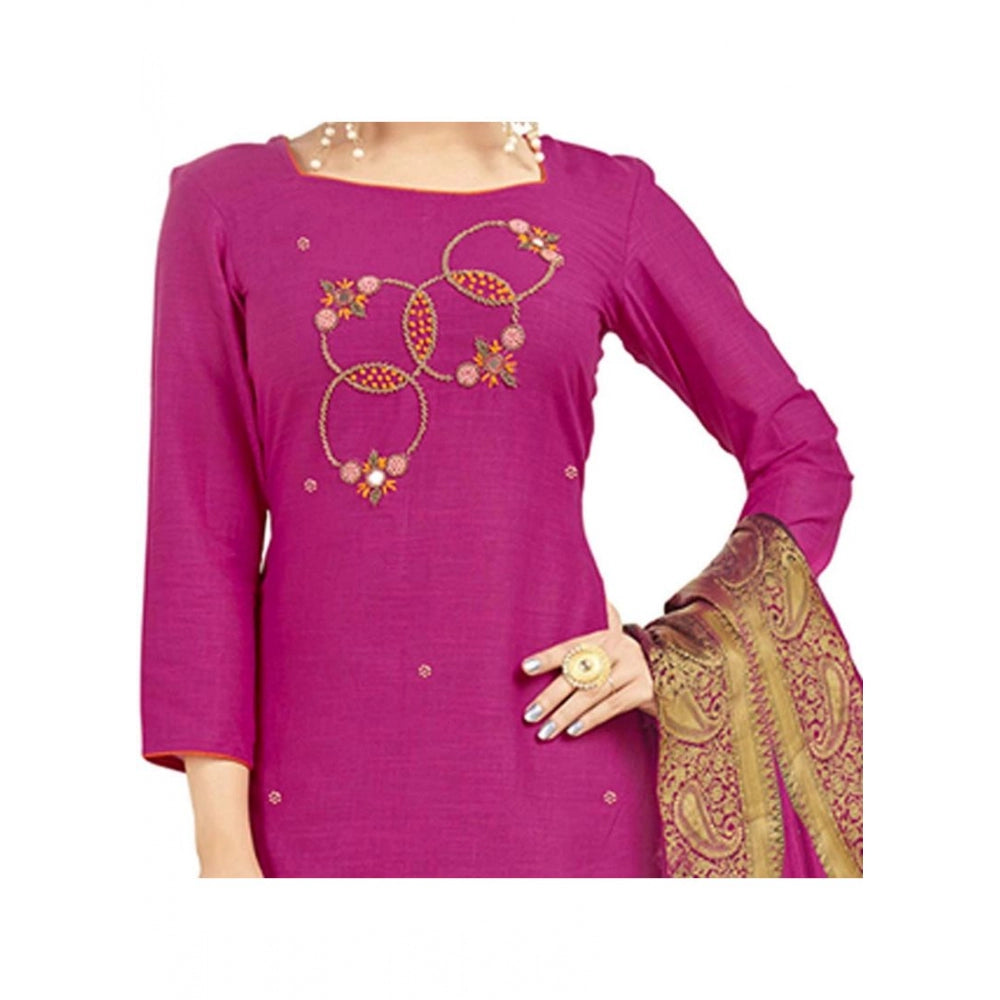 Generischer Salwar Kameez aus ungesäumter Slub-Baumwolle für Damen mit Dupatta (Pink, 2 m)