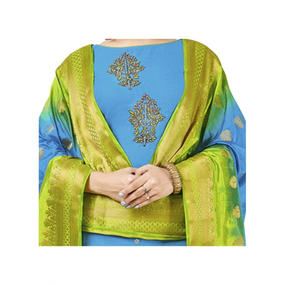 Generischer Salwar Kameez aus ungesäumter Baumwolle mit Dupatta für Damen (Himmelblau, 2 m)