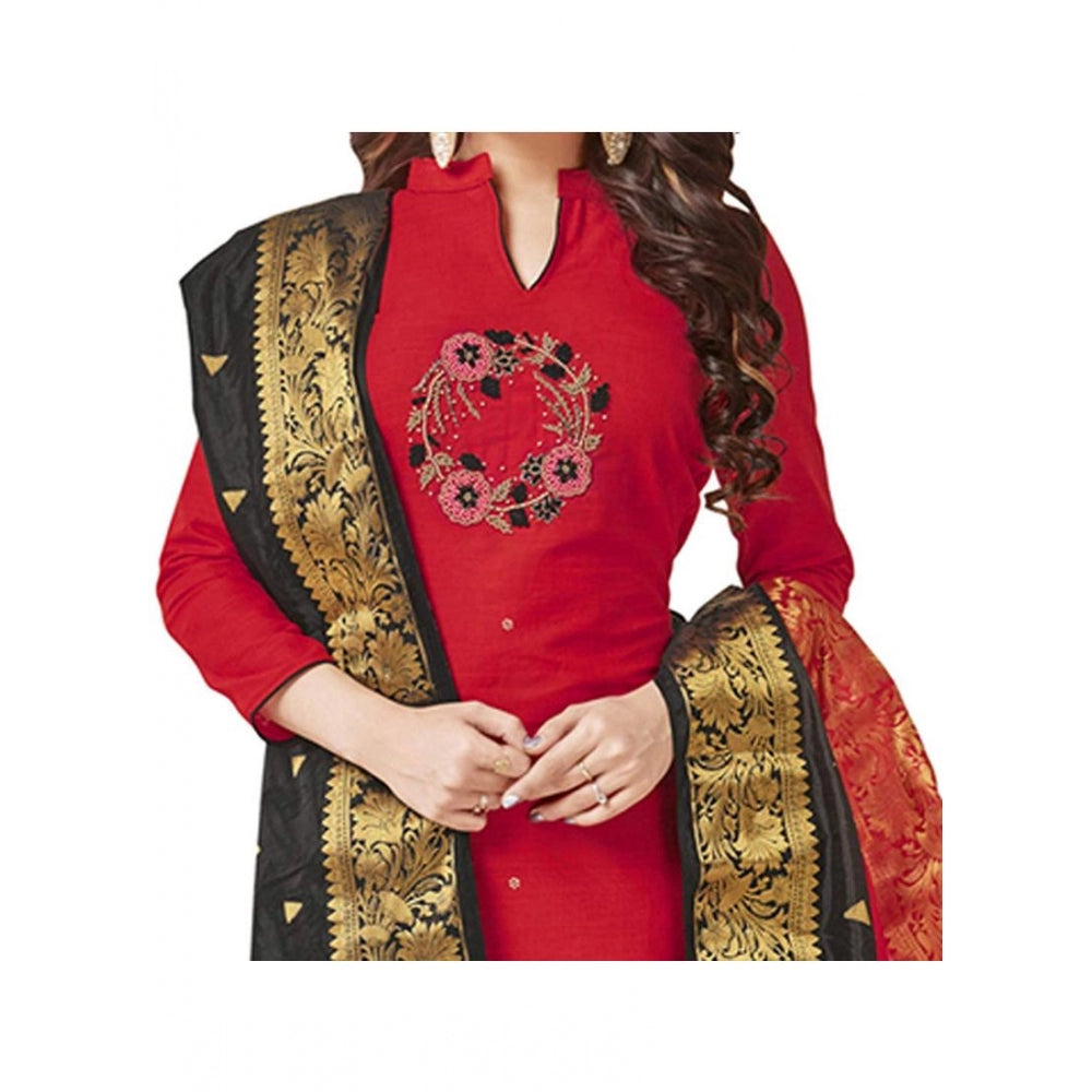 Generischer Salwar Kameez aus ungesäumter Baumwolle mit Dupatta für Damen (Rot, 2 m)