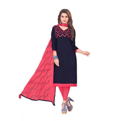 Generic Women's Glaze Cotton Unstitched Salwar-Suit Material With Dupatta (Navy Blue, 2 Mtr)