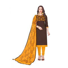 Generischer Salwar Kameez aus glänzender Baumwolle für Damen, ungesäumt, mit Dupatta (braun, 2 m)