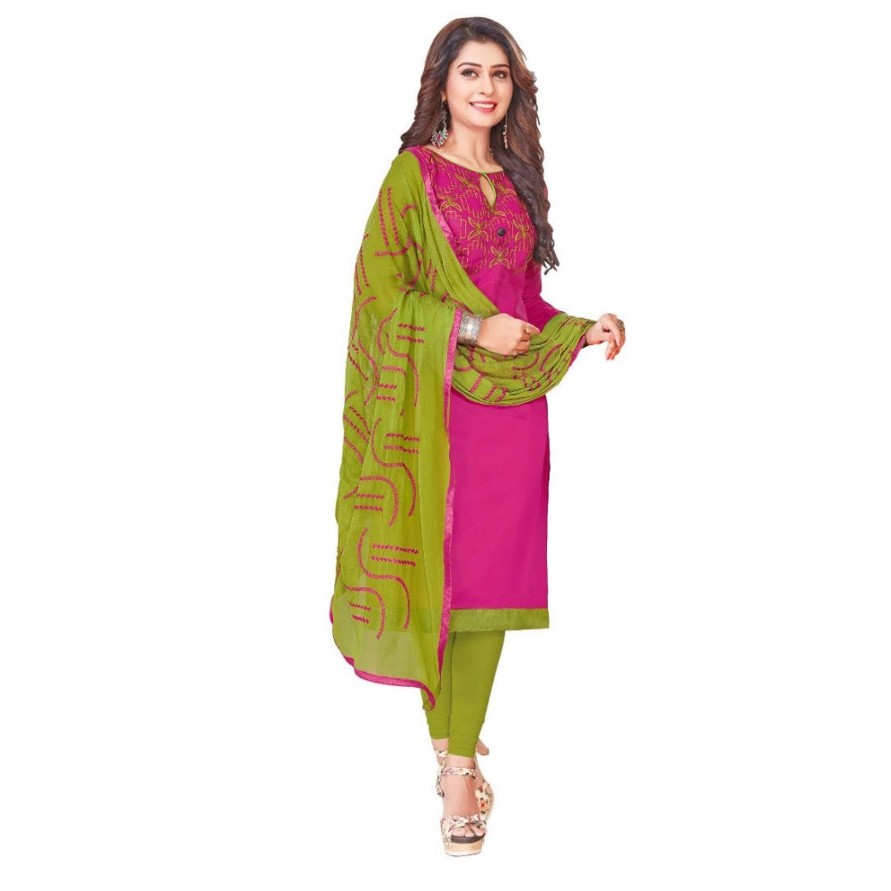 Generischer Salwar Kameez-Anzug aus glänzender Baumwolle für Damen, ungesäumt, mit Dupatta (Pink, 2 m)