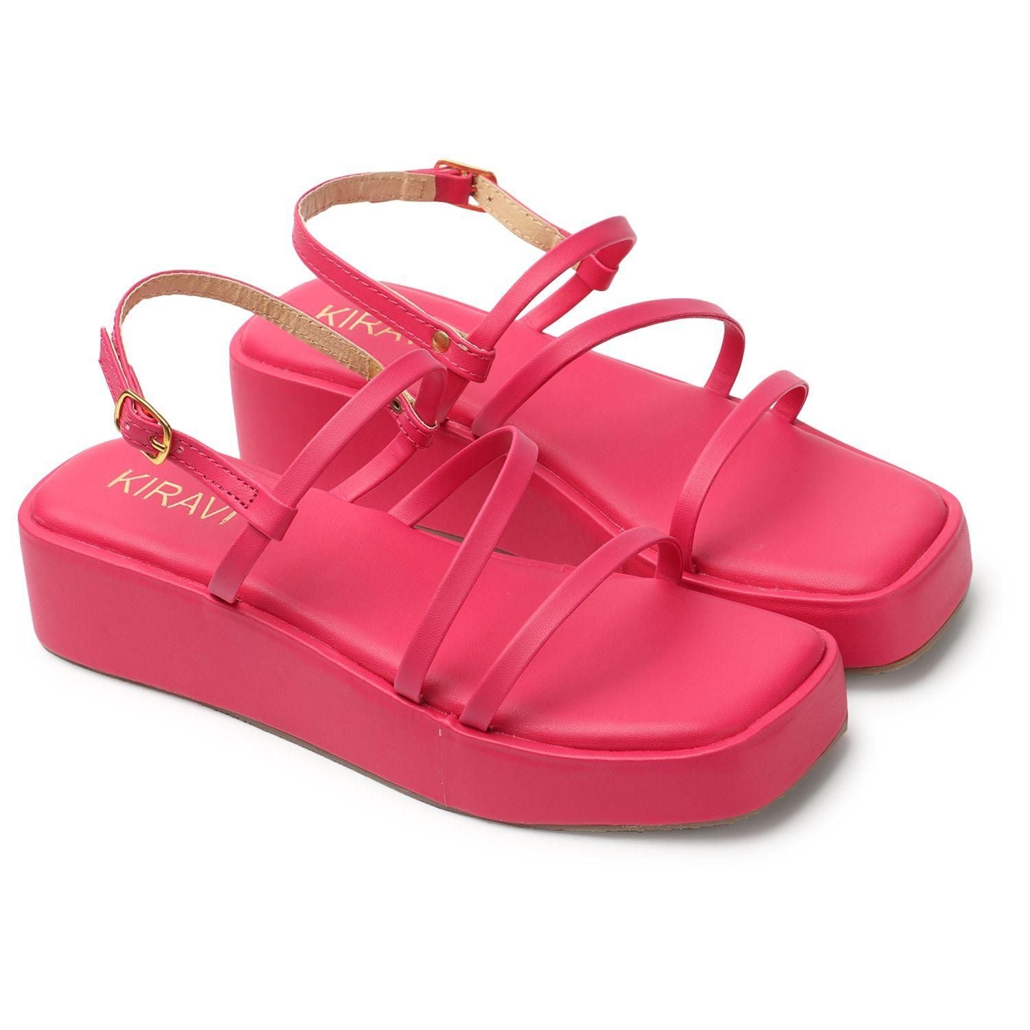 Kiravi Multi Strap Pink Wedges