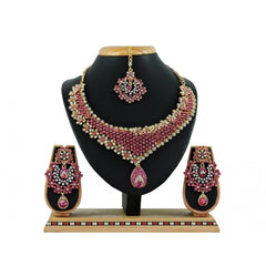 Generic Women's Alloy Necklace set (Pink)