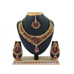 Generic Women's Alloy Necklace set (Maroon)