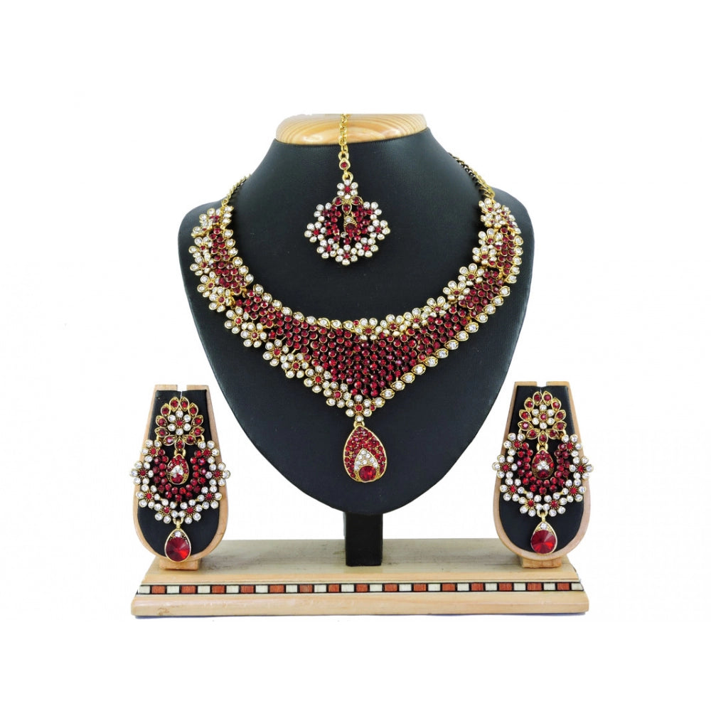 Generic Women's Alloy Necklace set (Maroon)