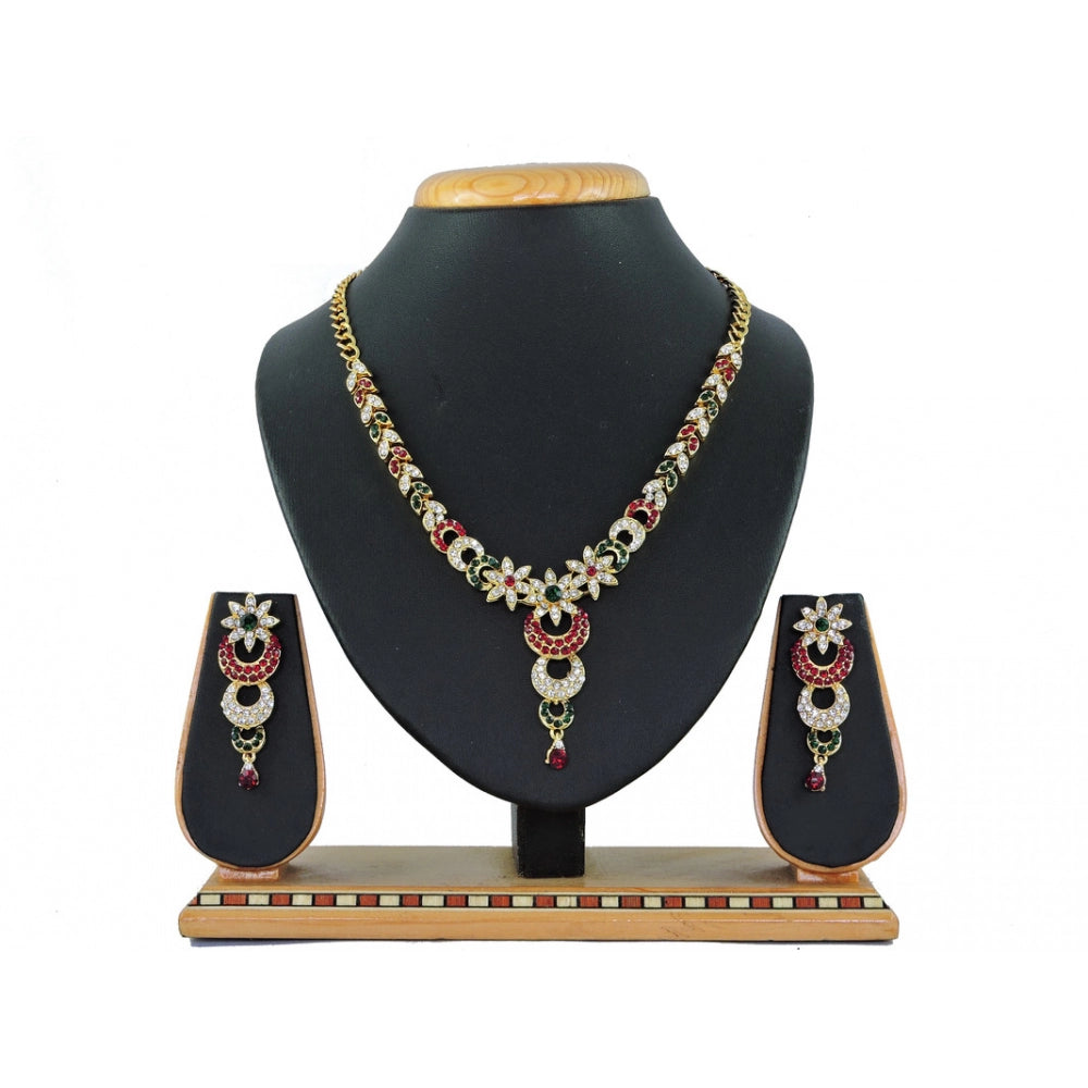 Generic Women's Alloy Necklace set (Maroon.Green)