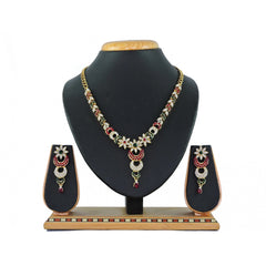 Generic Women's Alloy Necklace set (Maroon.Green)