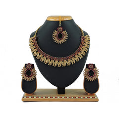 Generic Women's Alloy Necklace set (Maroon)