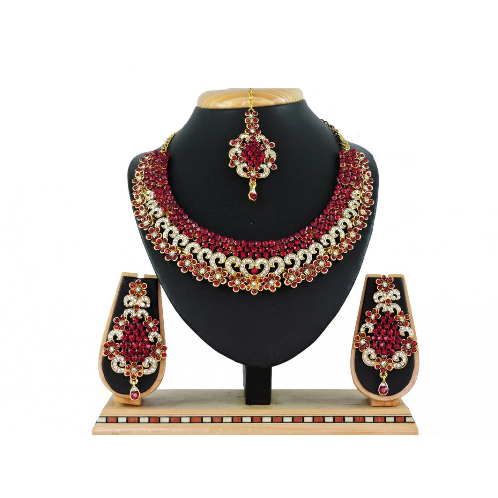 Generic Women's Alloy Necklace set (Maroon)