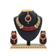 Generic Women's Alloy Necklace set (Maroon)