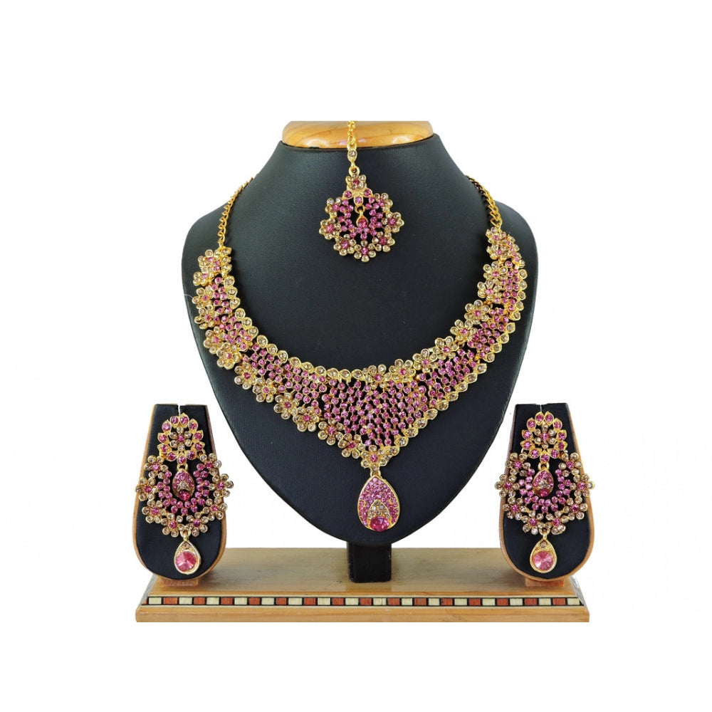 Generic Women's Alloy Necklace set (Pink)