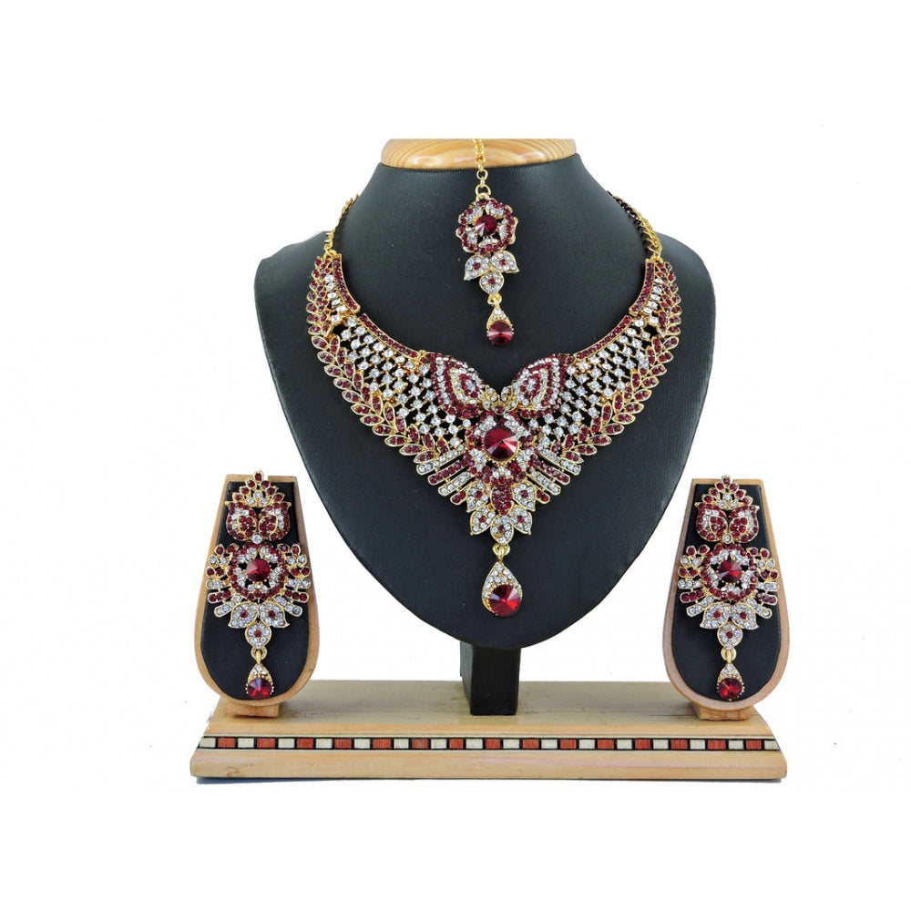 Generic Women's Alloy Necklace set (Maroon)