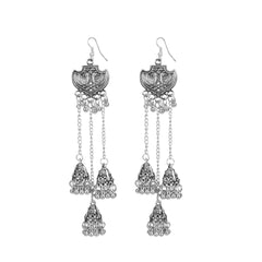 Generic Women's Alloy, silver Plated Afgani Earrings-Silver