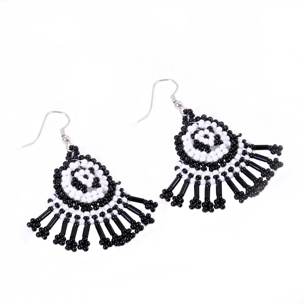 Generic Women's Alloy, Thread Hook Dangler Hanging Earrings-Black