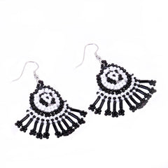 Generic Women's Alloy, Thread Hook Dangler Hanging Earrings-Black