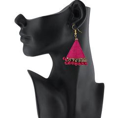 Generic Damen-Jhumki-Ohrringe mit Fadenhaken, zum Aufhängen, Rosa