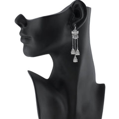 Generic Women's Alloy, silver Plated Afgani Earrings-Silver