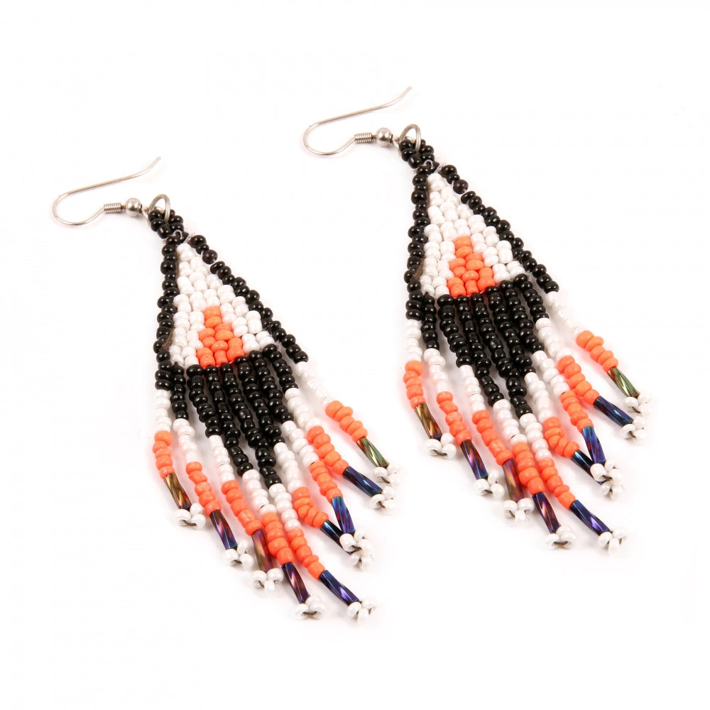 Generic Women's Alloy, Beads Hook Dangler Hanging Earrings-Multicolour