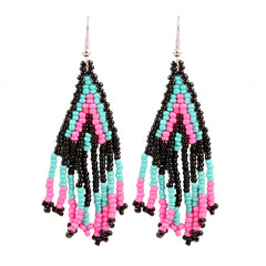 Generic Women's Alloy, Beads Hook Dangler Hanging Earrings-Multicolour