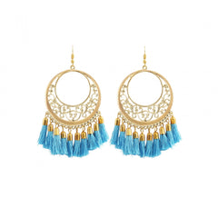 Generic Women's Gold Plated Hook Dangler Hanging Tassel Earrings-Gold