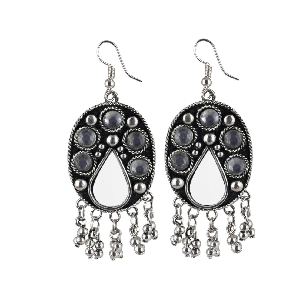 Generic Women's Alloy, Metal Hook Dangler Hanging Earrings-Silver