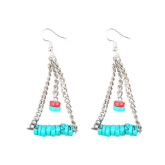 Generic Women's Silver Plated, Beads Hook Dangler Hanging Earrings-Silver