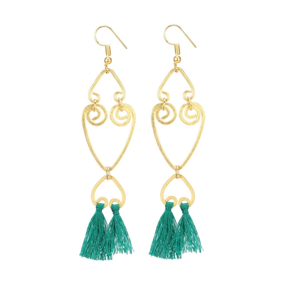 Generic Women's Oxidized Gold  plated Hook Dangler Hanging Tassel Earrings-Gold