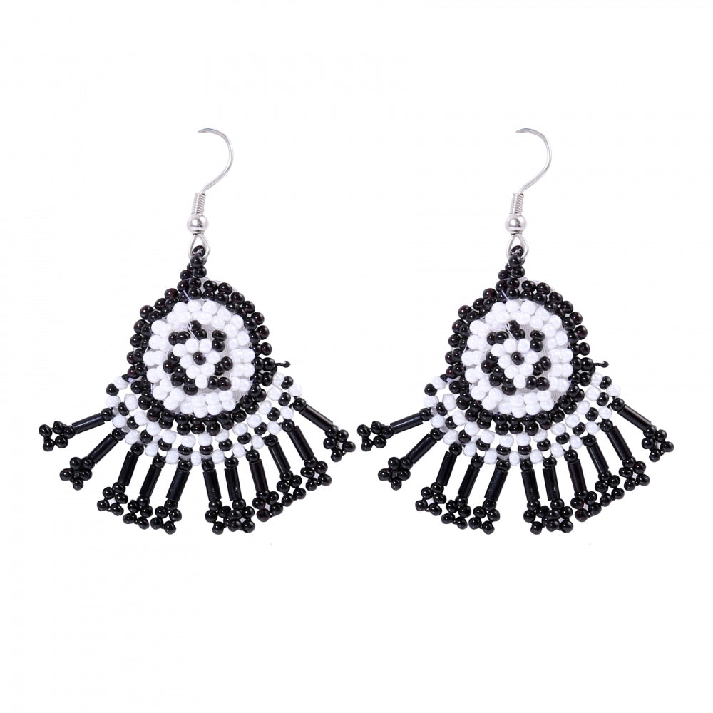 Generic Women's Alloy, Thread Hook Dangler Hanging Earrings-Black