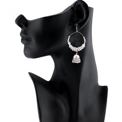 Generic Women's Silver Oxidized Hook Dangler Hanging Afgani Tribal Fancy Earrings-Silver