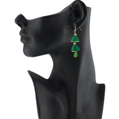 Generic Women's Thread Hook Dangler Hanging Jhumki Earrings-Green