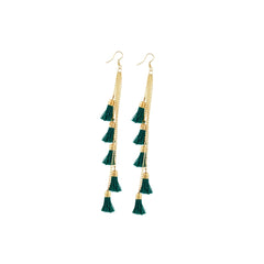 Generic Women's Golden plated Hook Dangler Hanging Earrings-Green