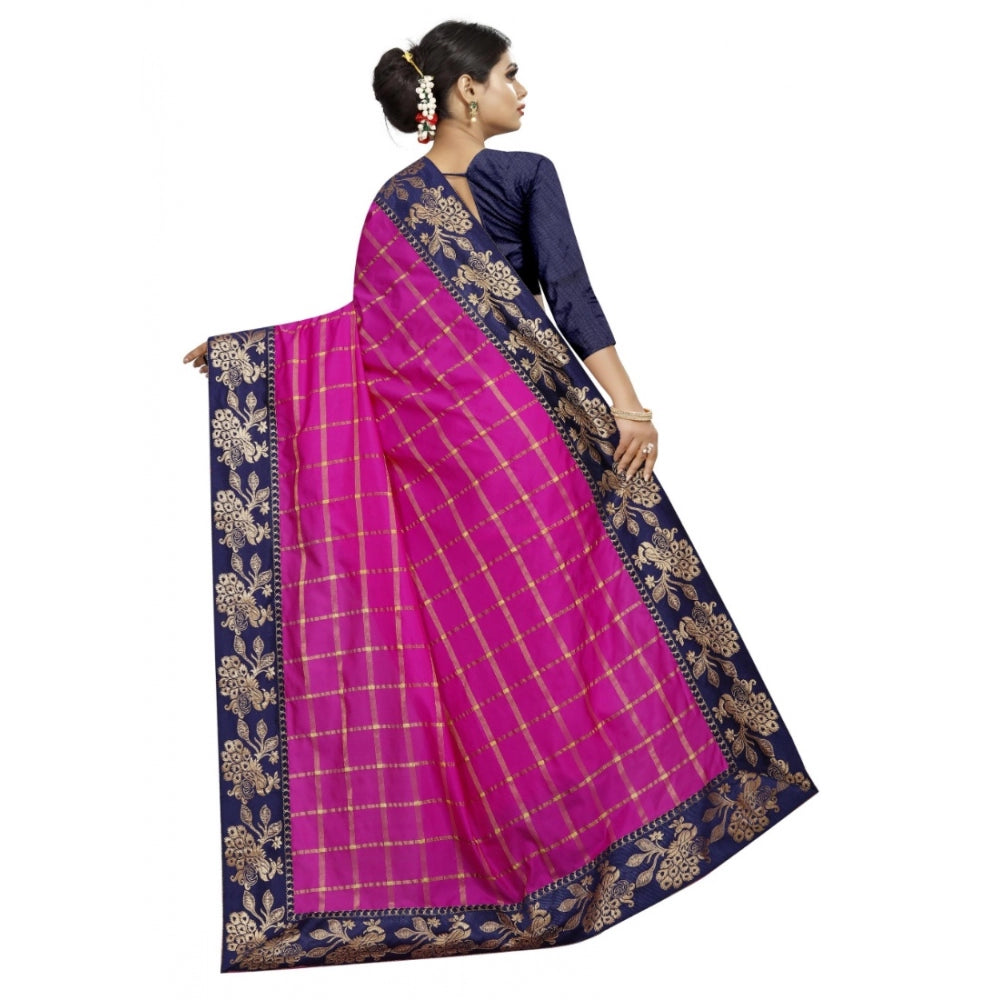 Generic Women's Panetar Silk Saree with Blouse (Pink,5-6 mtrs)