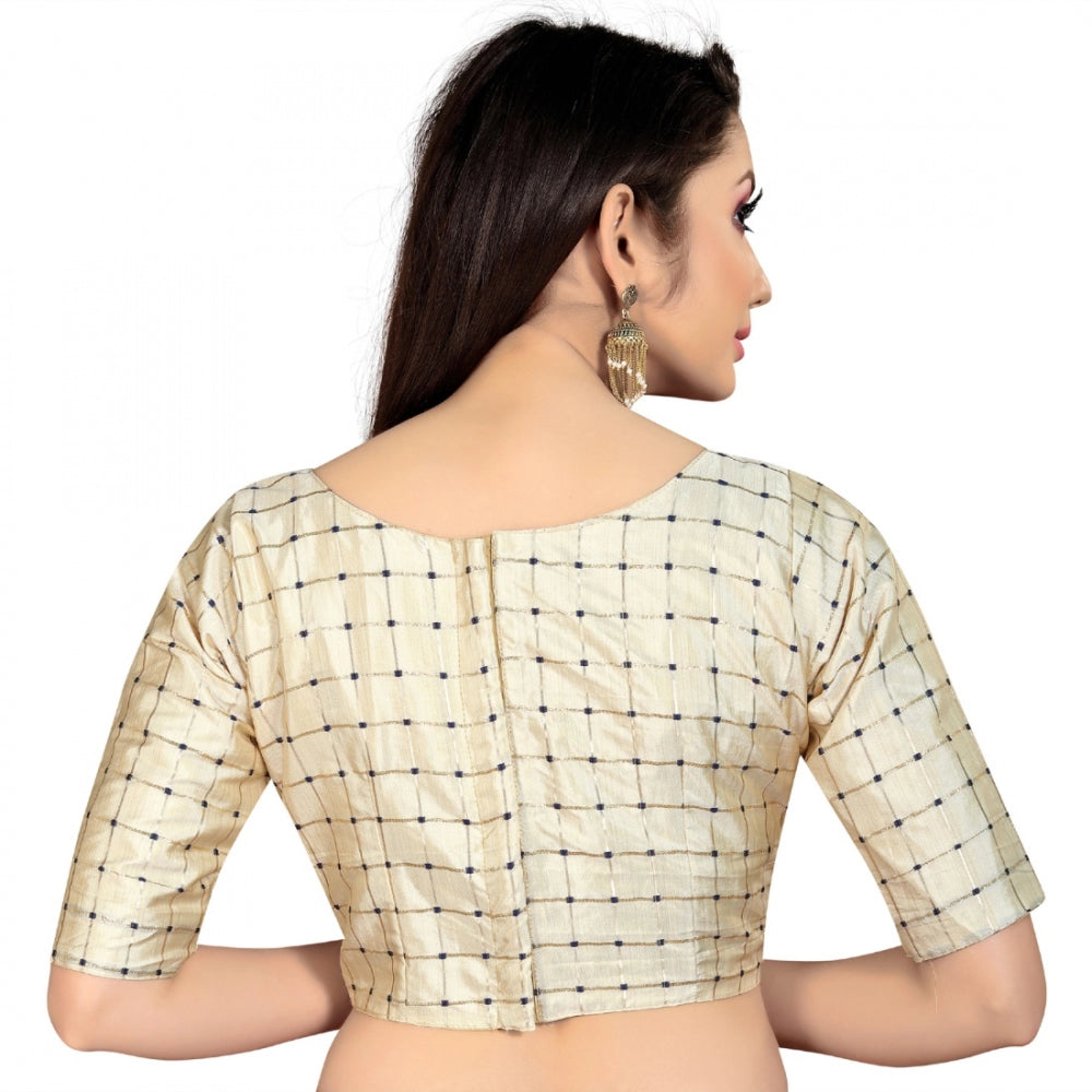 Generic Women's Brocade, Inner-Cotton Full Stitched Padded Blouse (Chiku )