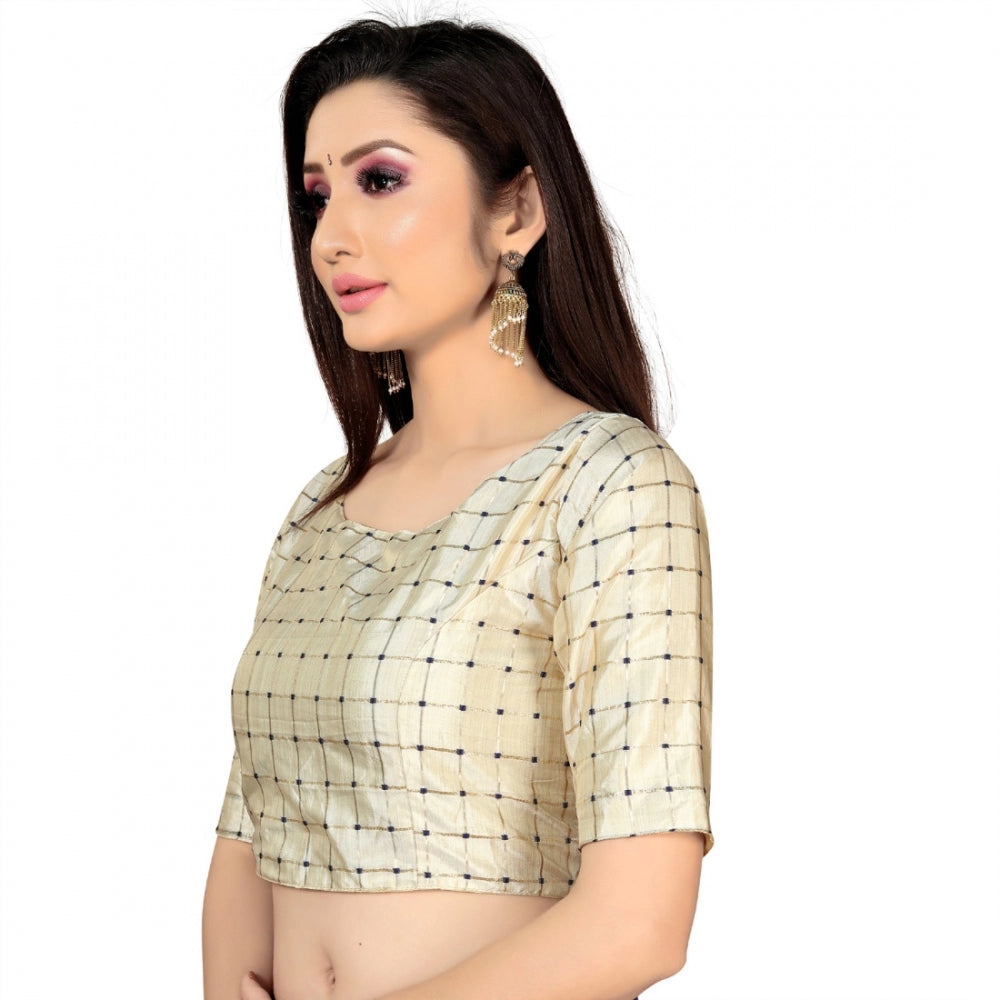 Generic Women's Brocade, Inner-Cotton Full Stitched Padded Blouse (Chiku )