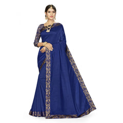 Generic Women's Silk Blend Saree (Neavy blue, 5-6mtrs)