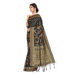 Generic Women's Banarasi Silk Saree (Black, 5-6mtrs)