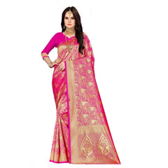 Generic Women's Banarasi Silk Saree (Pink, 5-6mtrs)