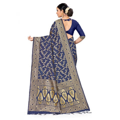 Generic Women's Banarasi Silk Saree (Neavy blue, 5-6mtrs)