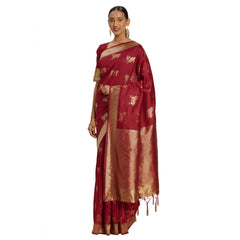 Generic Women's Banarasi Silk Saree (Red, 5-6mtrs)