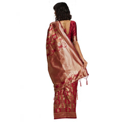 Generic Women's Banarasi Silk Saree (Red, 5-6mtrs)