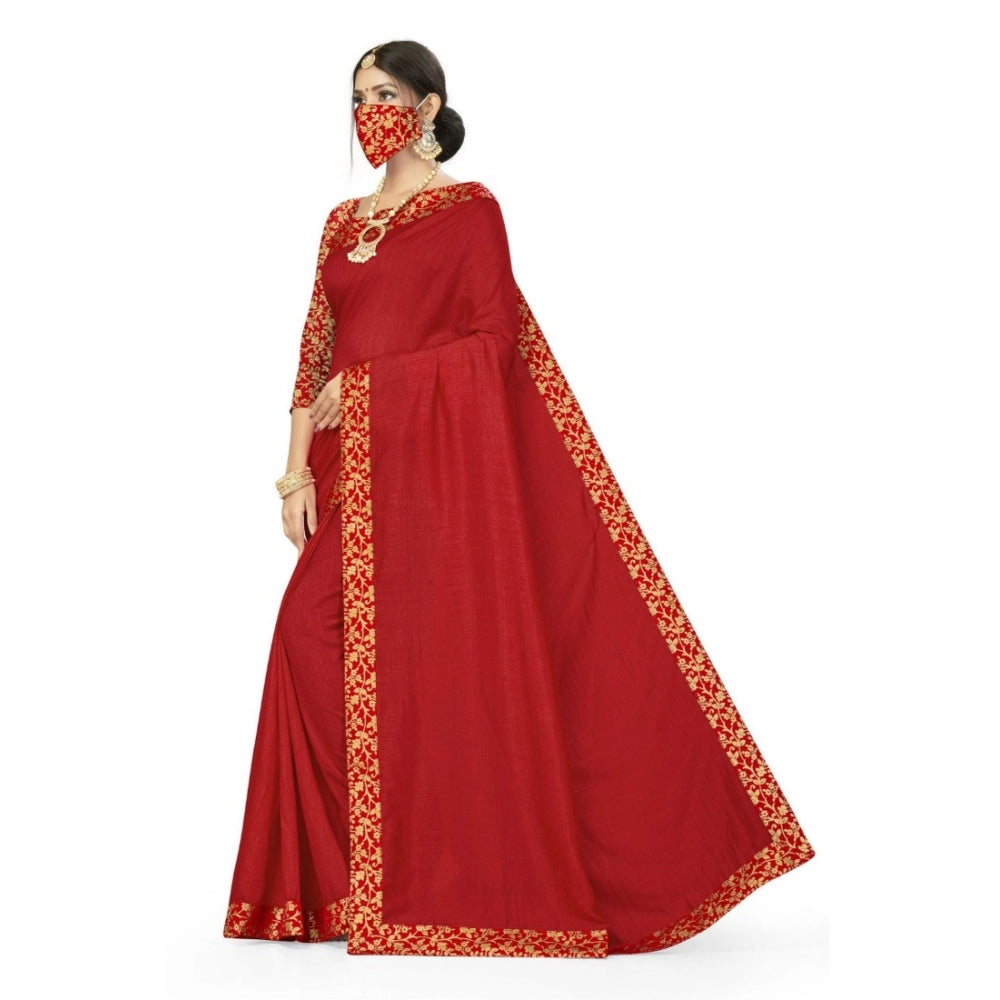 Generic Women's Silk Blend Saree (Red, 5-6mtrs)