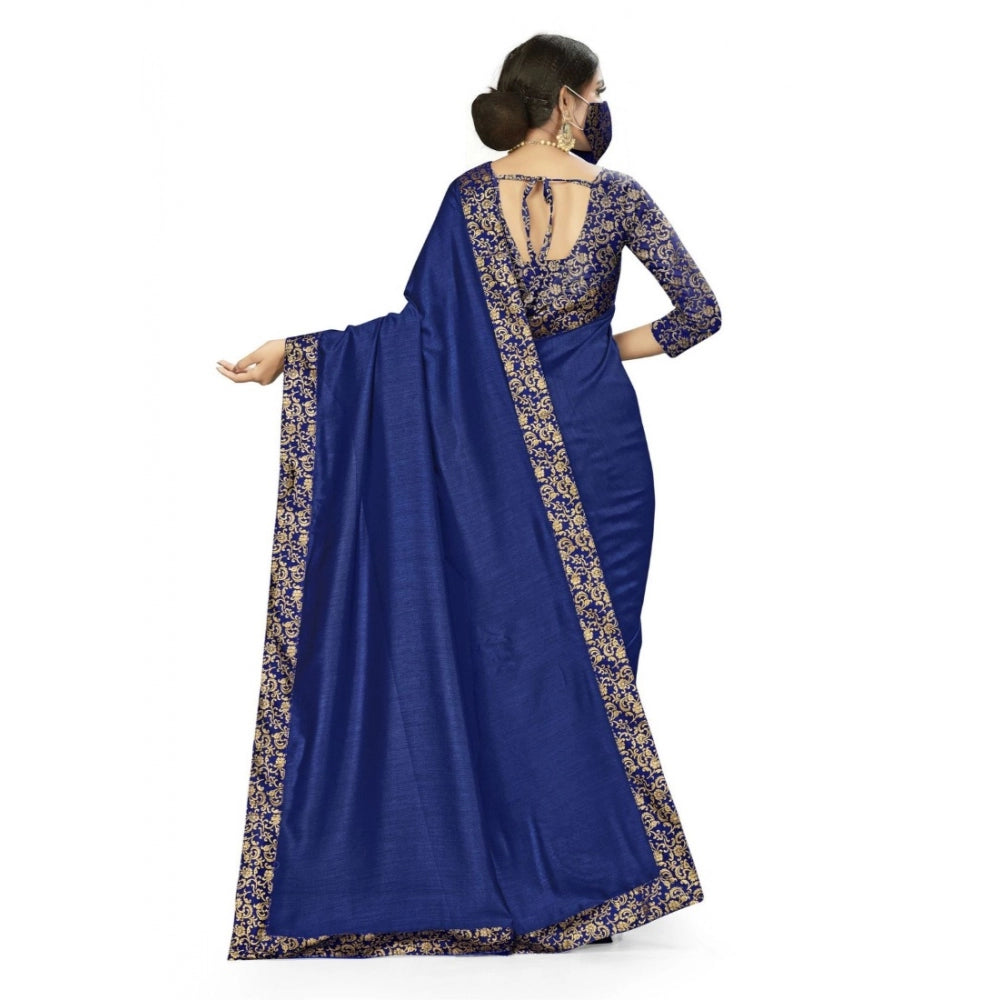 Generic Women's Silk Blend Saree (Neavy blue, 5-6mtrs)