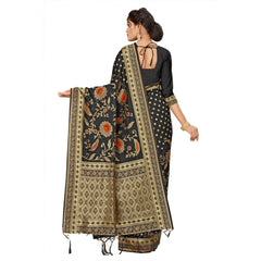 Generic Women's Banarasi Silk Saree (Black, 5-6mtrs)