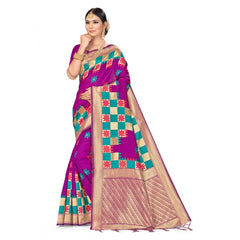 Generic Women's Banarasi Silk Saree (Purple, 5-6mtrs)