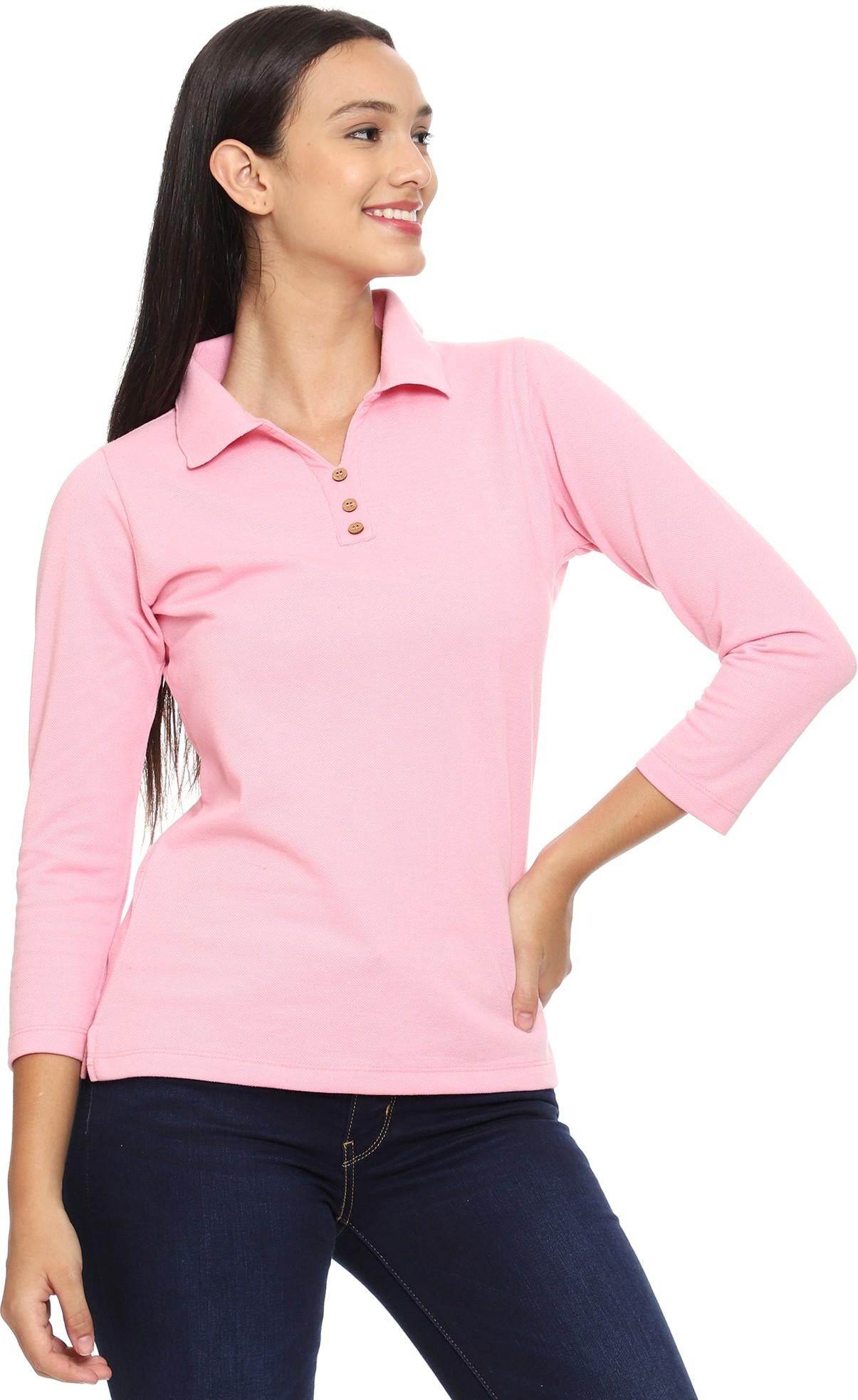 Lässiges Polo-T-Shirt mit 3/4-Ärmeln für Damen