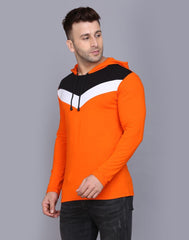 Cotton Color Block Full Sleeves Hooded T-Shirt